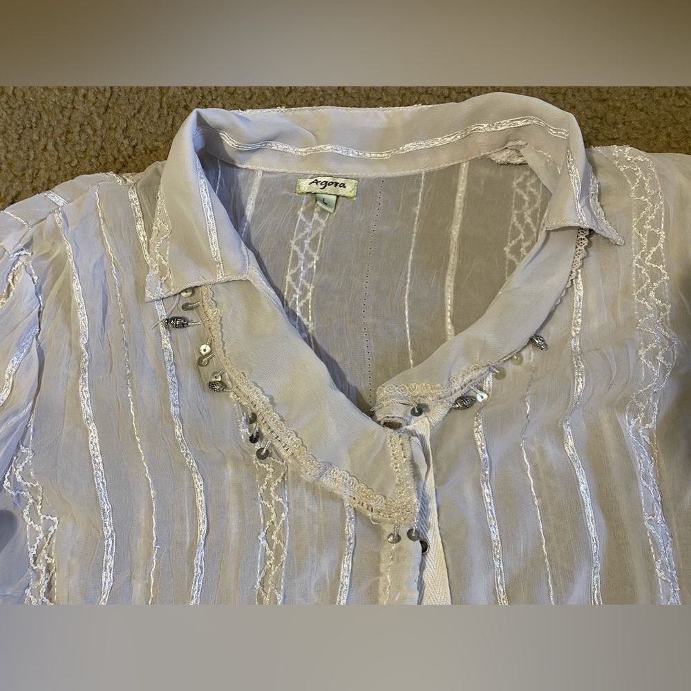 Women’s Agora Beaded Sheer Blouse - Picture 2 of 5